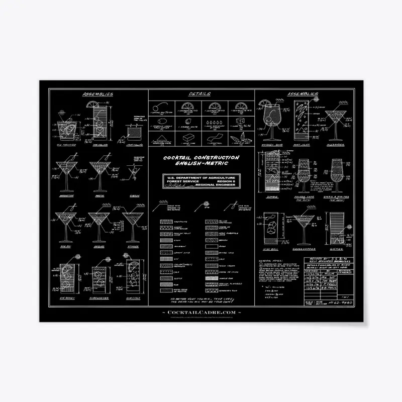 Cocktail Construction Chart (White)